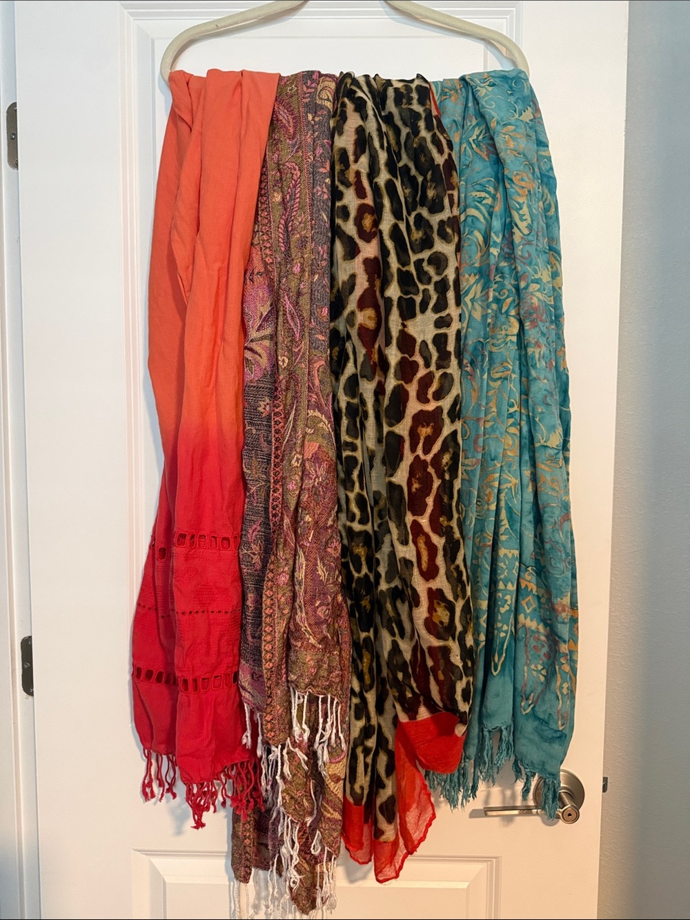 Mixed Scarf Set — Coral, Multicolor Paisley, Leopard, Turquoise